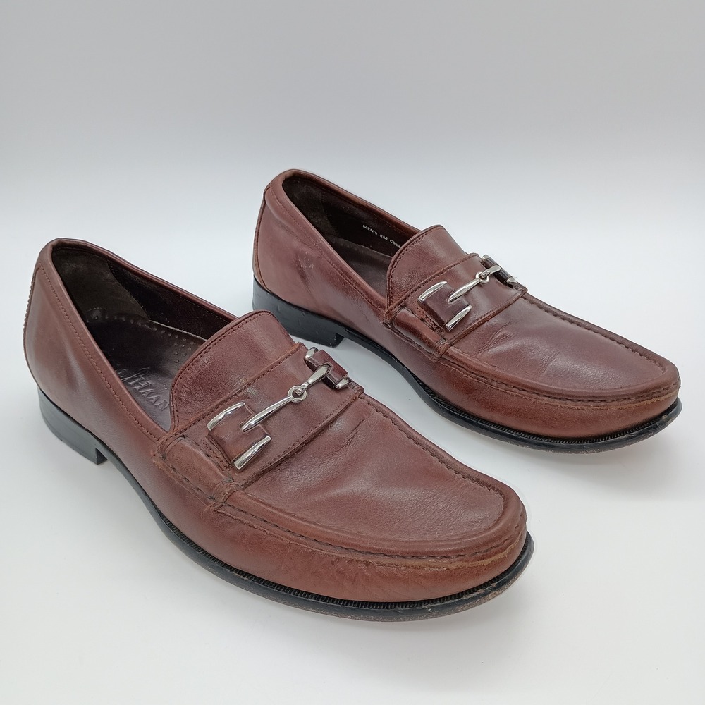 Cole Haan Mens Brown Leather Bit Loafers Nike Air Dress Shoes C08433 Size 8M